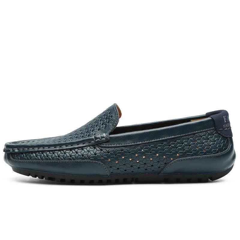 Heren Casual Schoenen Luxe Merk Zomer Echt Leer Heren Loafers Mocassins Uitgehold Ademend Slip On Rijschoenen