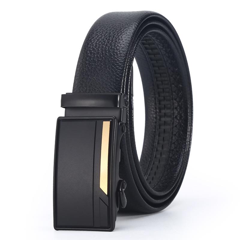 Belt Men'S Business Automatic Buckle Belt Scratch Resistant Lychee Pattern Belt Body Stall