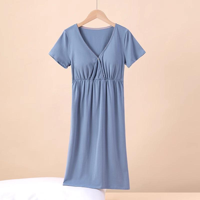 Plus Size Cotton Maternity Nightgown - Thin, Casual, and Nursing-Friendly