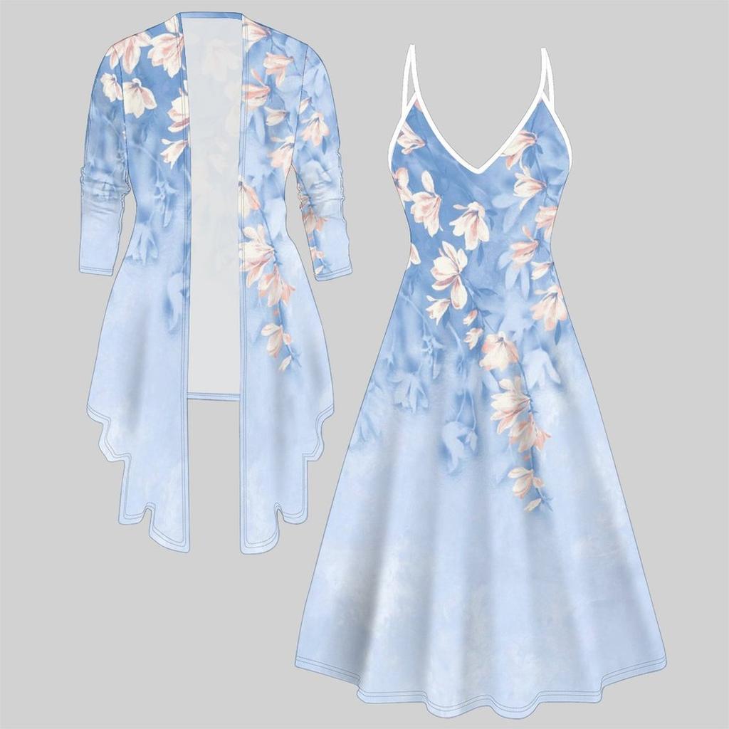 3D Printed Set Dress Coat , Double Color Combination with Simple Design Fashion Print,suitable for Various Scene Fashion Styles