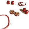 French Simple Retro Classic Burgundy Earrings Women'S Bracelet Small Fresh Women'S Series Elegant Jewelry Light Luxury