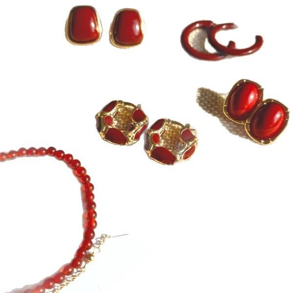 French Simple Retro Classic Burgundy Earrings Women'S Bracelet Small Fresh Women'S Series Elegant Jewelry Light Luxury