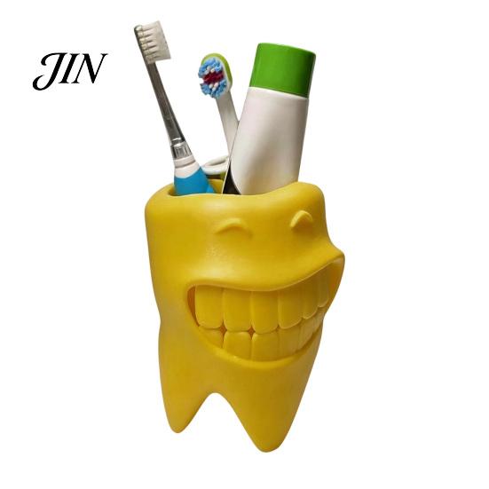 Bathroom Accessory 3D Printed Toothbrush Holder, Artistic Tooth Model Stable Base Holder Smiling Stand, Desktop Display Stand for Accessories
