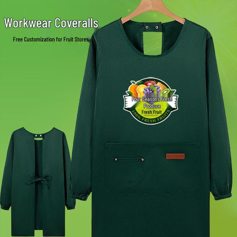 Waterproof Long Sleeve Catering Apron with Logo Print