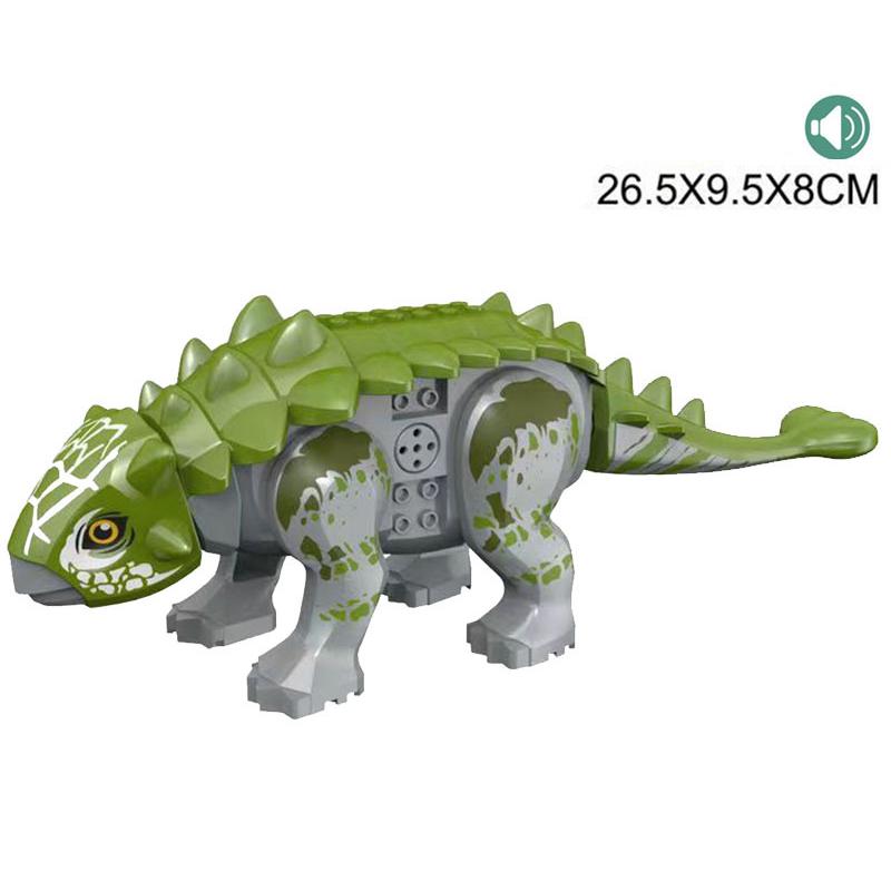 With Sound Assembled Building Blocks Dinosaur World T-Rex Velociraptor Triceratops Jurassic Animal Model Bricks Figure Toys Gift