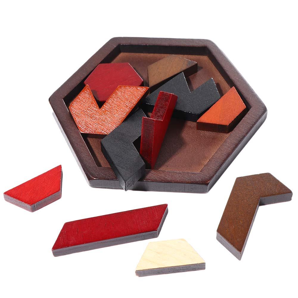 Puzzle Game Wooden Geometric Shape Educational Toys IQ Brain Teaser Puzzles Board Tangram Board
