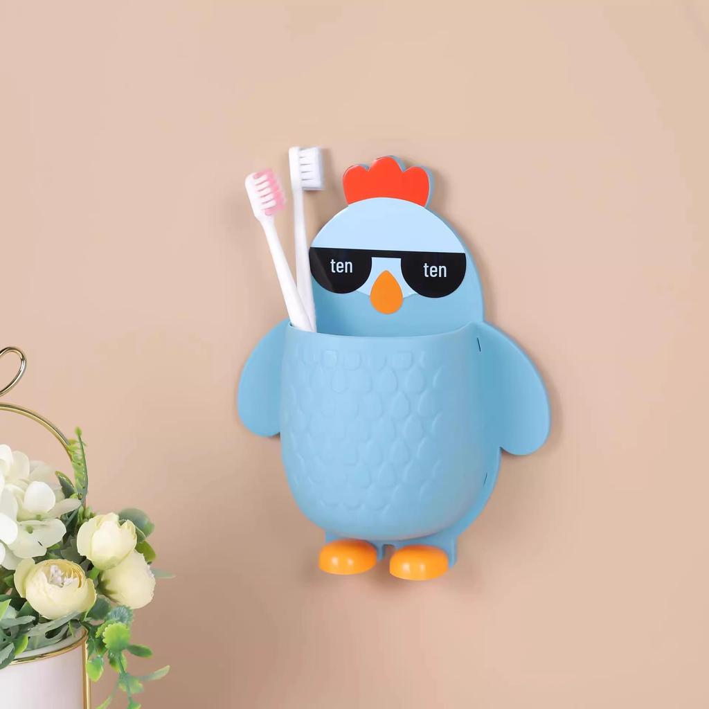 Cartoon Chick Wall-Mounted Storage Box for Makeup, Tools, and Toothbrush