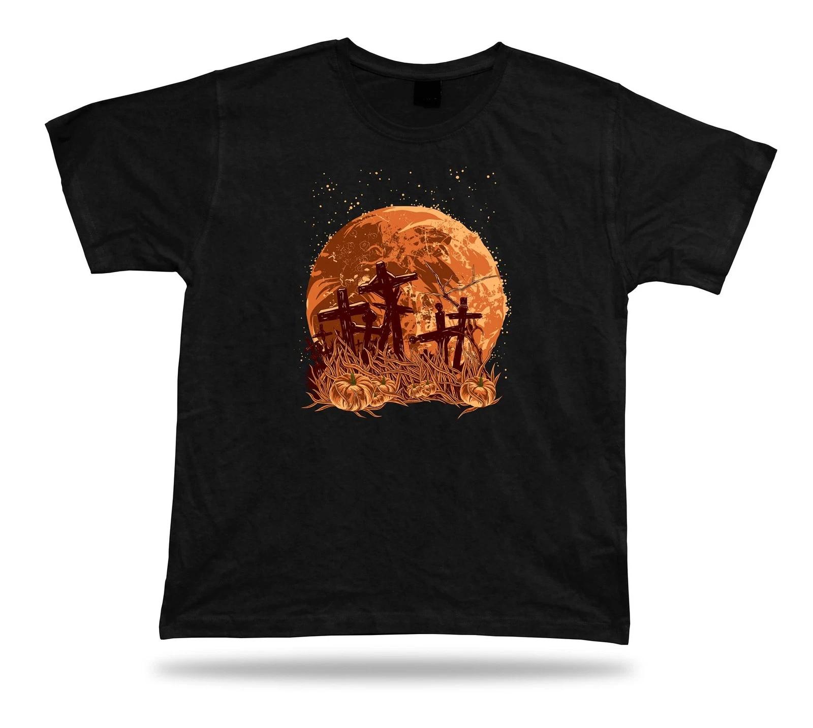 Tshirt Tee Shirt Birthday Gift Idea Moon Graves Creepy Graveyard Horror Pumpkin 3XL