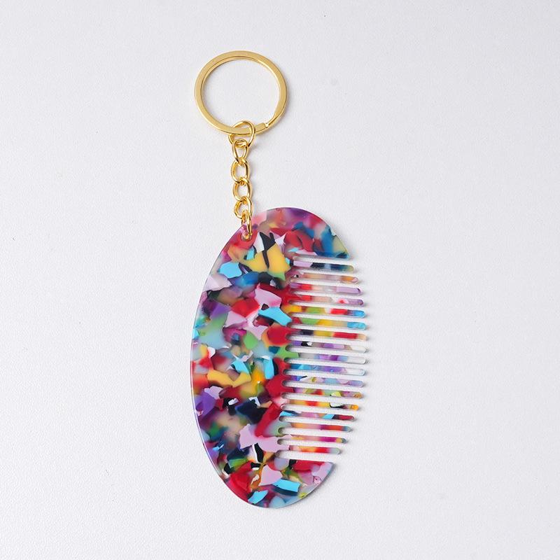 Portable Mini Comb Cute Keychain For Women Backpack Pendant Bag Decor Colorful Key Chains Car Keychains Travel Hair Accessories