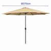 Marbueno Parasol Acero 8 Varillas 270 cm Poliéster Marrón Jardín Piscina 10482