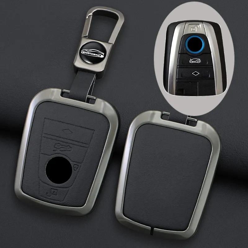 Alloy+Leather Car Key Cover Case Protector Shell Holder Fob for BMW I3 I8 Series Keyless Remote Car Styling Keychain Accessroies