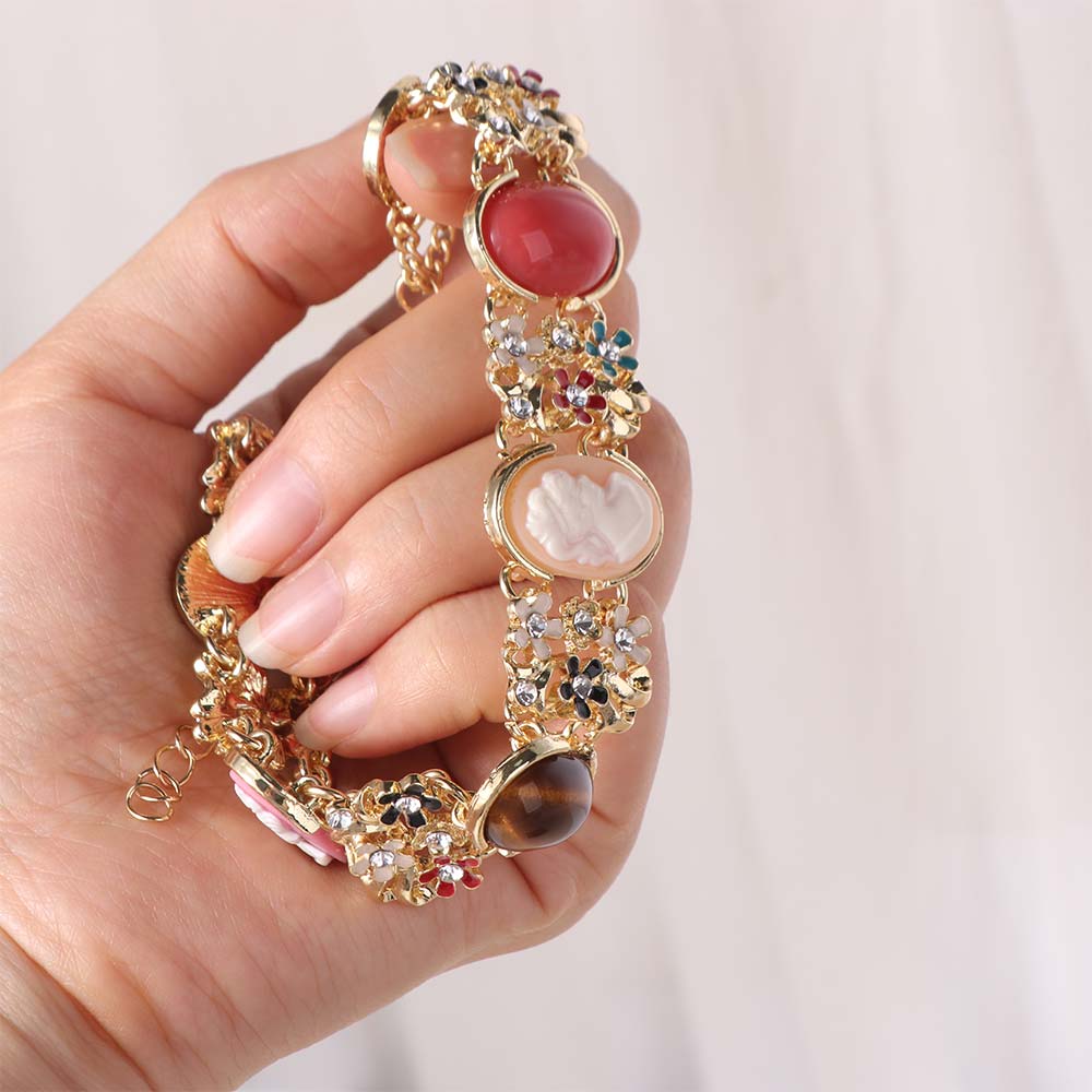 Rhinestone Baroque Bracelet Resin Women's Hand Bracelet Retro Enamel Bangle  Jewelry Gifts