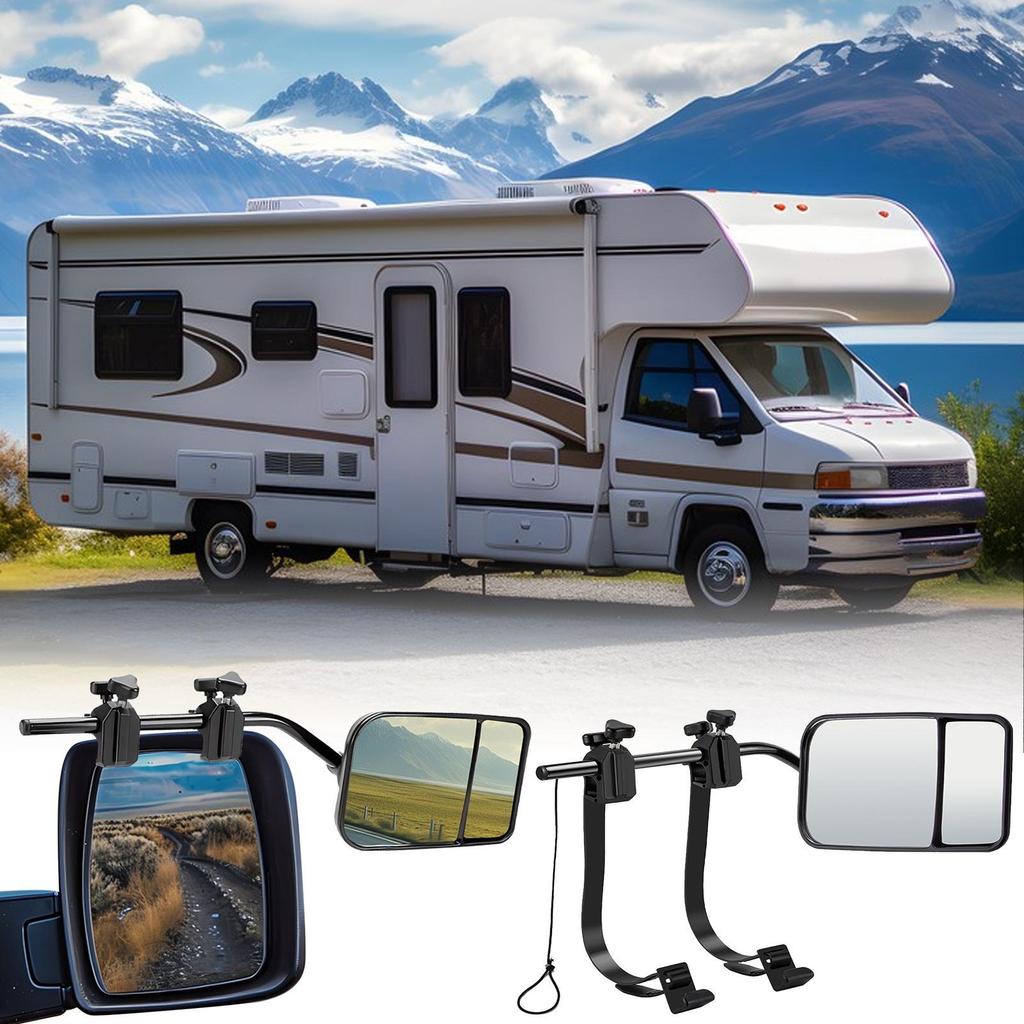 Mirror Extenders for Towing 2 Pieces Clip-On Towing Mirrors Extender Rotatable Rearview Lens Extension for Auto RV Boat SUV Van