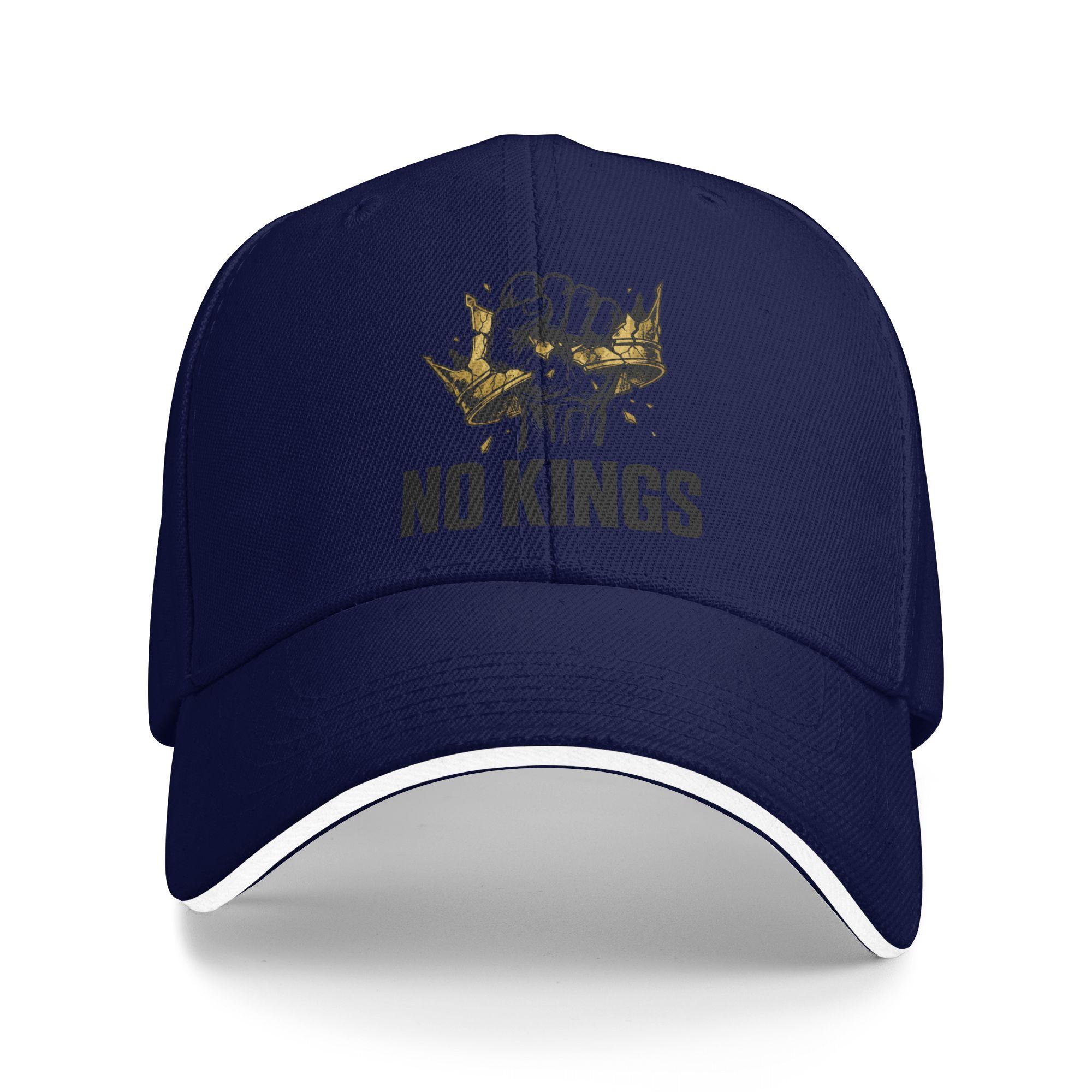 

Summer No Kings Baseball Cap Hunting Camping Fitted Retro Design Sun Hip Hop Hats Unisex Men High Quality Baseball Caps As Picture темно-синього кольору