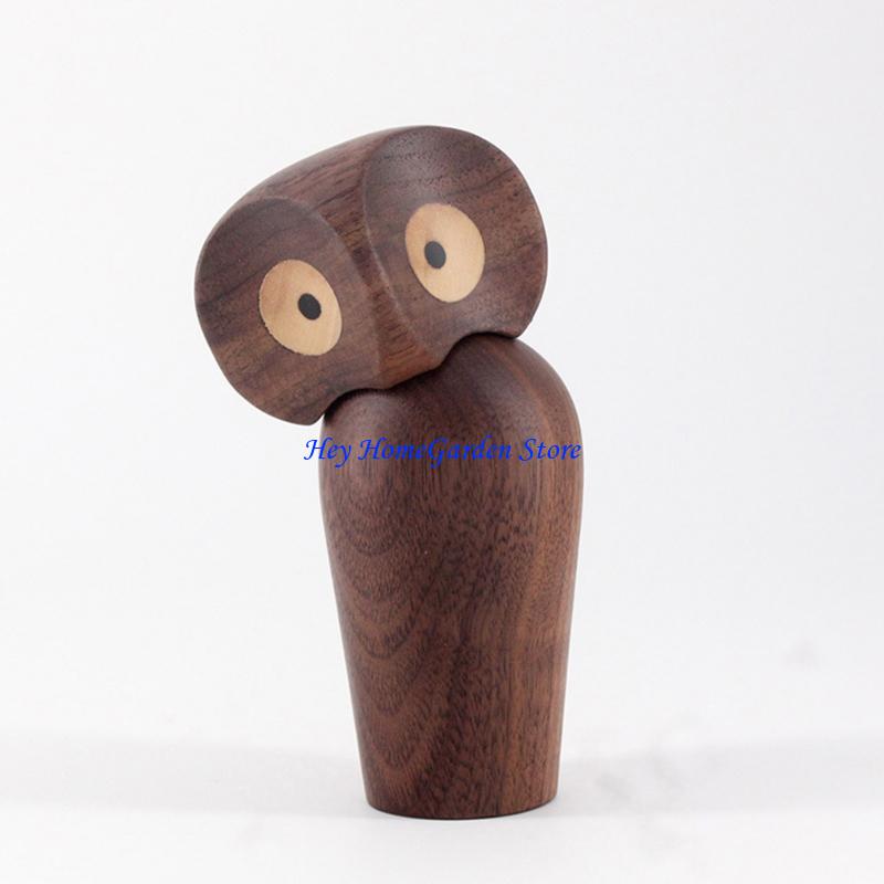 652F Lovely Owl Bird Animal Figurines Tabletop Shelf Statues Living Room Decoration