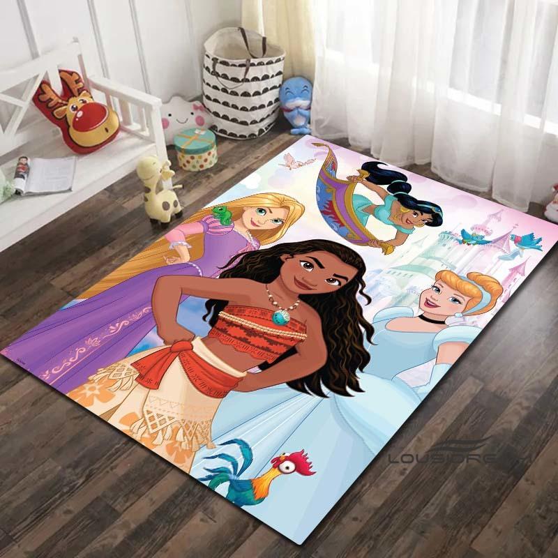 Tappeto con Disegno di Principessa Cartone Animato - Decorazione per Stanza, con disegni di Ariel e La Sirenetta, lavabile in lavatrice e morbido, perfetto per