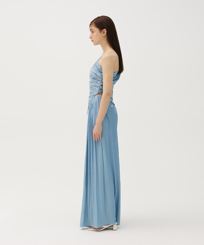 Meuameu Denim Wide Pleated Pants