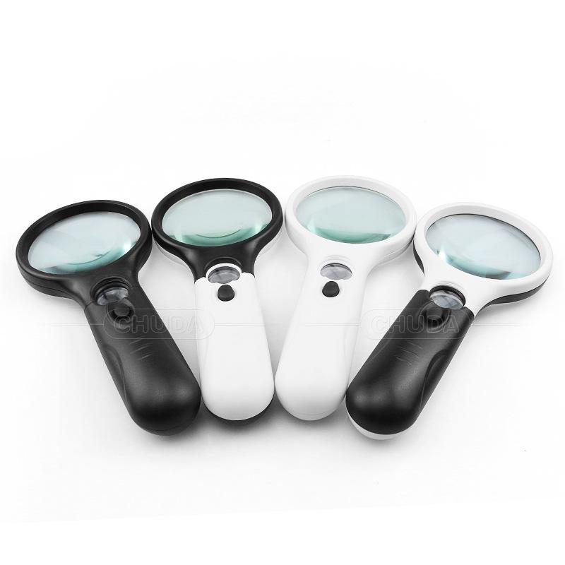 Handheld LED Magnifying Glass 10x/20x Optical for Reading & Jewelry - Portable Model 6902ABCD