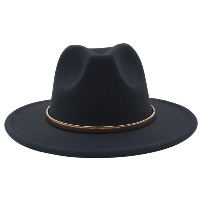 European And American Cashmere Top Hat Gold Ring Accessories Fashion Jazz Hat Four Seasons Popular Felt Hat Gentleman Lady Big Edge Hat (