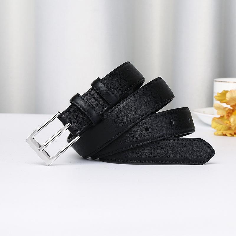 Simple And Versatile Fashion Light Luxury Chic Style Belt Women'S Leather Pin Buckle First Layer Cowhide High-End Belt Women'S