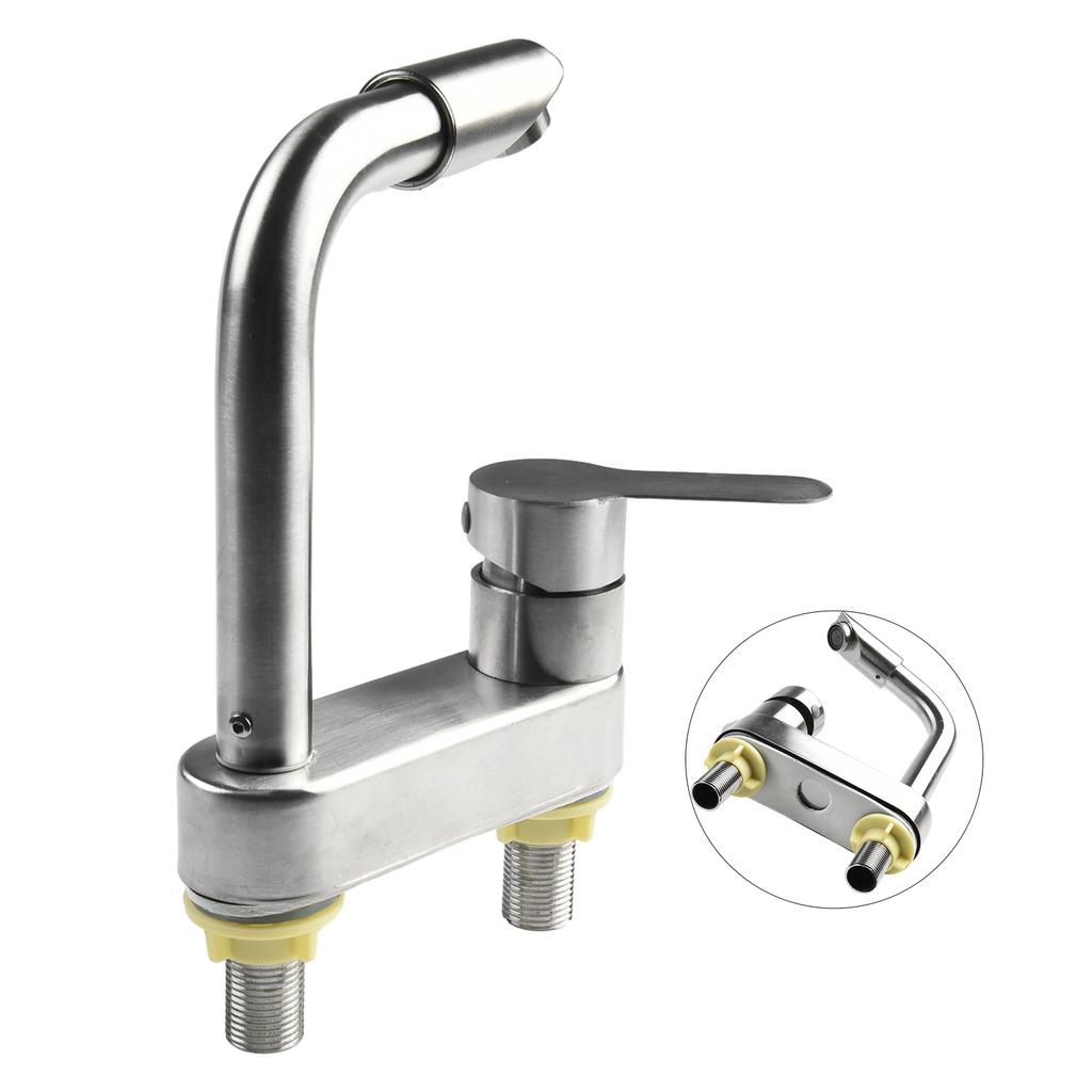 Easy To Clean Basin Faucet 2 Holes 304 Stainless Steel