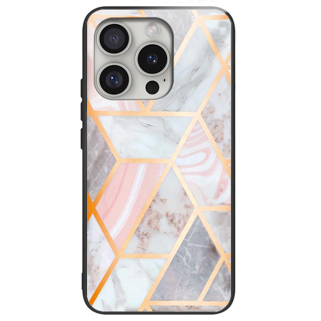 For iPhone 16 Pro Max Cases Tempered Glass+TPU Phone Case Pattern Printed