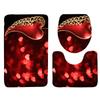 Rose Petal Series Printed Toilet Floor Mat Three-piece Bathroom Slip Carpet Set