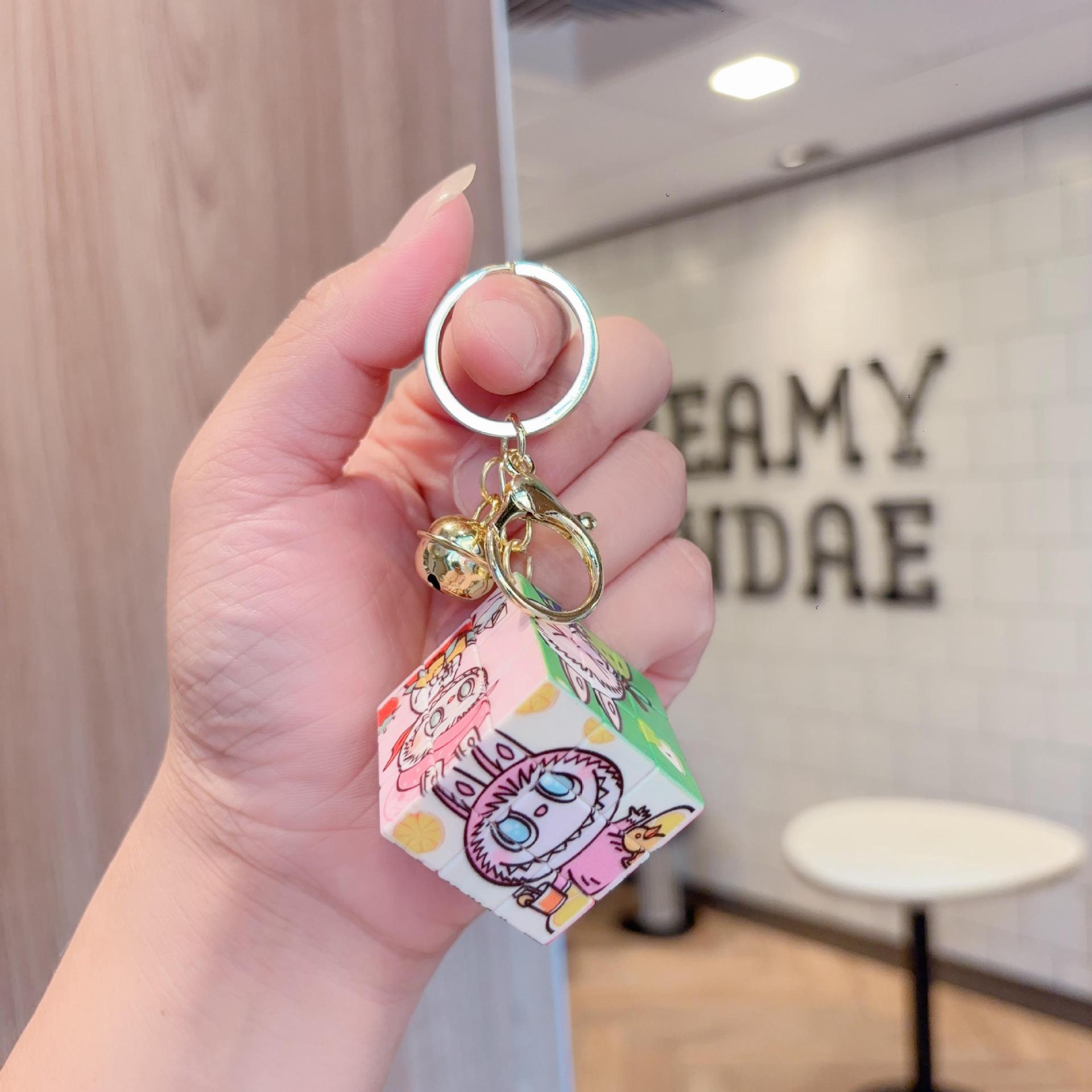 

Cartoon Labu Rubik s Cube Keychain Pendant Creative Couple Schoolbag Car Key Chain Small Gift Pendant