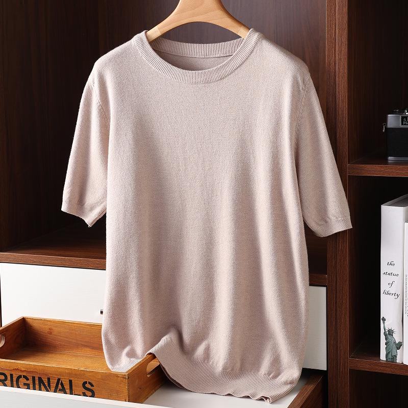 Men's Plus Size Loose Knit Short-Sleeve Pullover Top