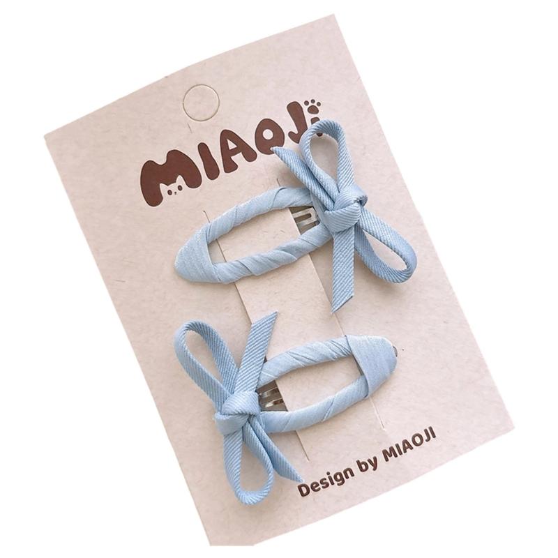 

Candy Colored Girls Hair Clamps Gentle Bowknot Barrettes Soft Fabric Not Slip Hair Accessories For Kids синій