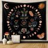 Floral Moon Phase Tapestry Boho Aesthetic Wall Hanging for Bedroom Living Room Dorm Hippie Vintage Home Decor