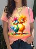 T-shirts Imprimé 3D Abeille Papillon d'Été Femmes Décontracté Col Rond Manches Courtes Streetwear Harajuku Y2k T-shirts Haut Vêtements Féminins