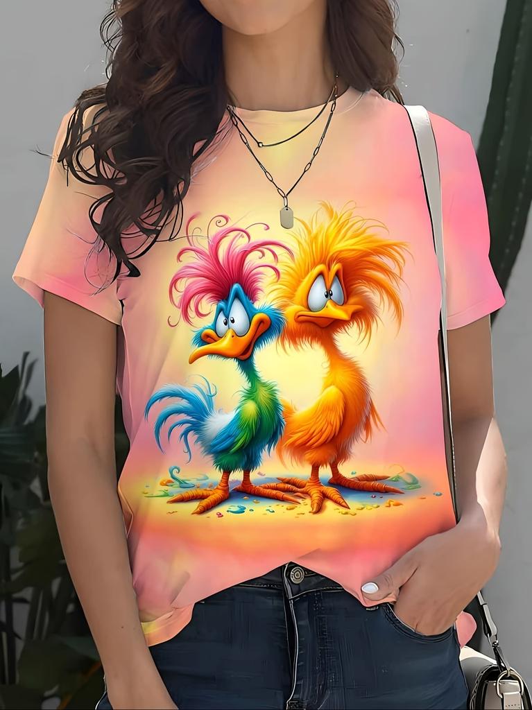 T-shirts Imprimé 3D Abeille Papillon d'Été Femmes Décontracté Col Rond Manches Courtes Streetwear Harajuku Y2k T-shirts Haut Vêtements Féminins