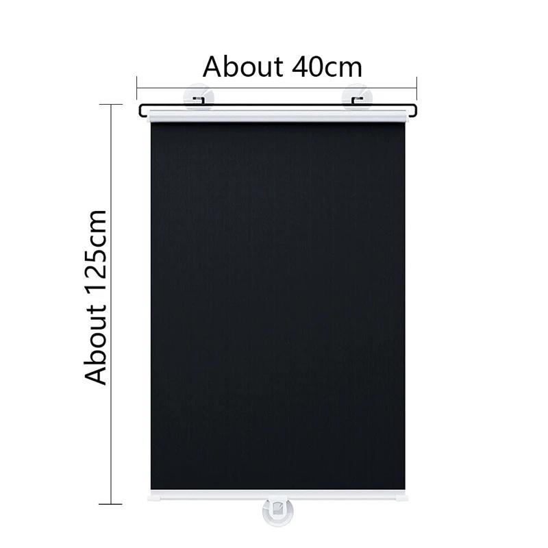 No Drilling Retractable Roller Window Shades Silver Coating Black Blackout Blind Shade Temporary Cover Curtain for Home Car