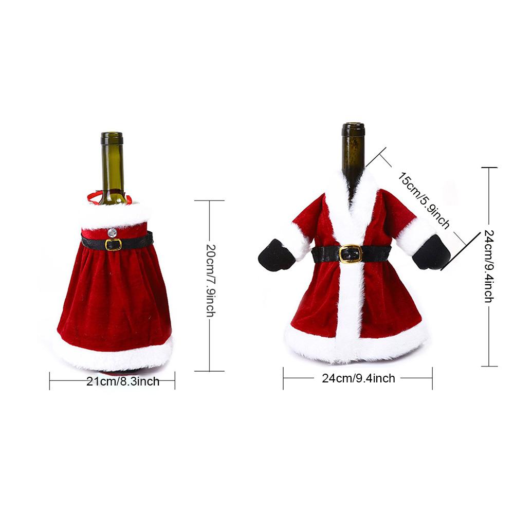 Runtowo 1pcs Christmas Creative Dress and Skirt Design Wine Bottle Cover for Wine Bottle New Year Table Decoration