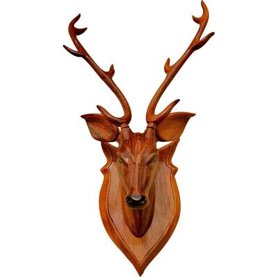 Nový bytový dekor “DEER HEAD” vysoký 42 cm (po osazení) – dřevěný řemeslný výrobek pro dekoraci stěn.