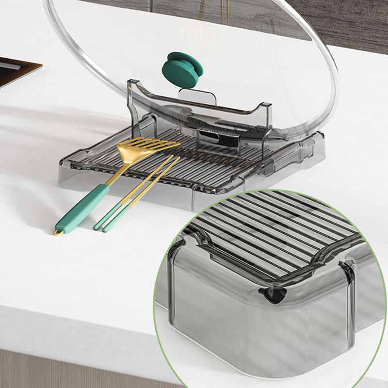 Foldable Kitchen Pot Lid Holder Plastic Pot Cover Rack Multifunction Spoon Rest Spatula Storage Shelf Kitchen Accessories
