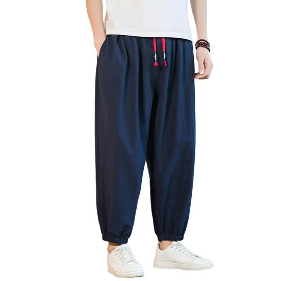 Men Summer Pants Chic Pockets Pleated Men Summer Pants Pure Color Men Harem Pants Men Summer Pants Male Clothes