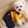 Jijijing Stylish Sweatshirt Dog Jumpsuit, Four Legged Outfit, Cute Bear Embroidery, Denim Romper Pants Onesie Clothes for Small Dogs