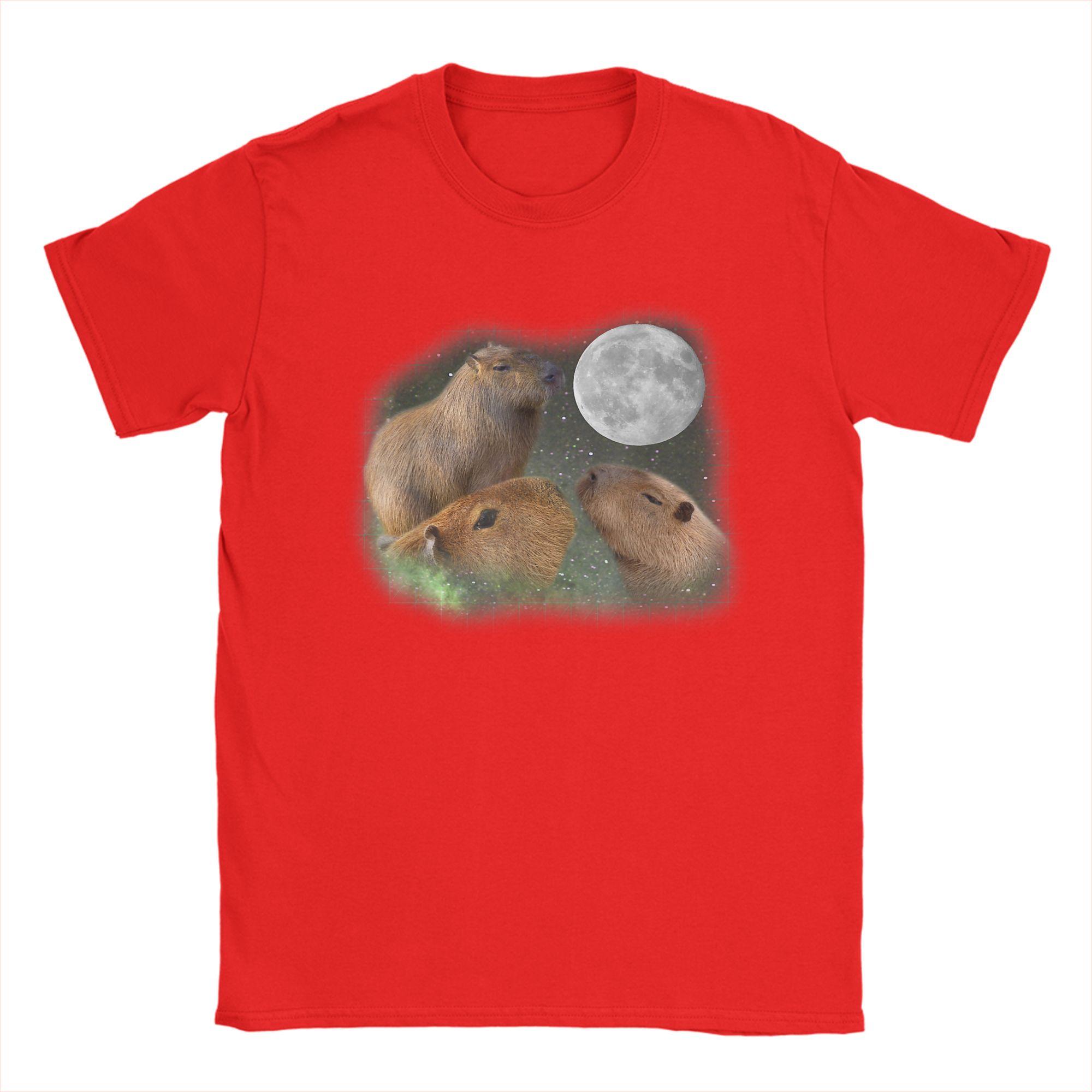 

Three Moon Capybaras Funny Cute Animal Cotton TShirt For Unisex Streetwear TShirts Comfortable Harajuku Tees Oversized Tops S