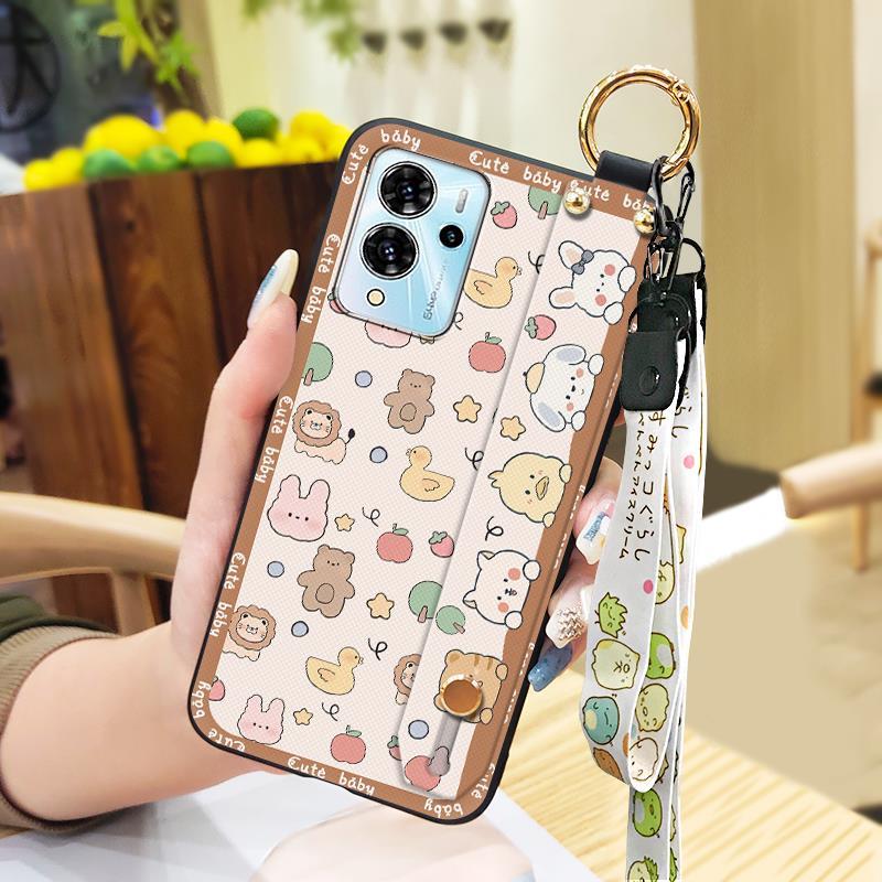 Dirt-resistant Ring Phone Case For ZTE Blade V40 Pro Protective Cute Kickstand Wrist Strap Shockproof Back Cover Durable