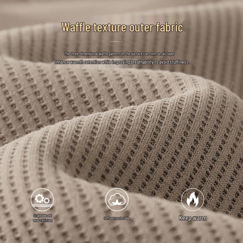 Shanshan Men's Waffle Knit Fleece-Lined Crew Neck Sweatshirt