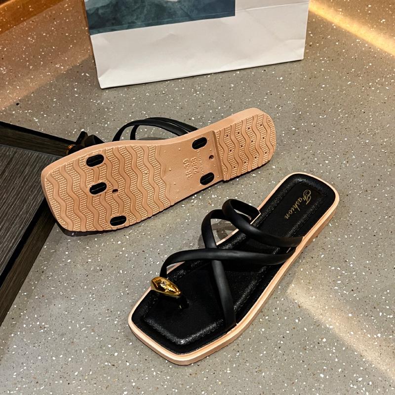 Zapatillas Doradas de Verano para Mujer con Tira Única Antideslizantes para Uso en Casa o al Aire Libre