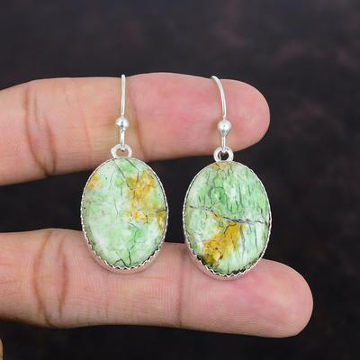 Australian Chrome Chalcedony Earring Gemstone Handmade Jewelry 925 Sterling Silver Earrings Drop Earring Antique Jewelry Engagement Gifts