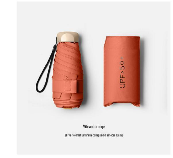Women's Mini Five-Fold UV Protection Sun & Rain Umbrella - Compact, Portable, Ultralight