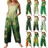 Damer Casual Overaller Jumpsuits Justerbara Axelband Ärmlös Tryck Bekväma Rompers Med Ficka