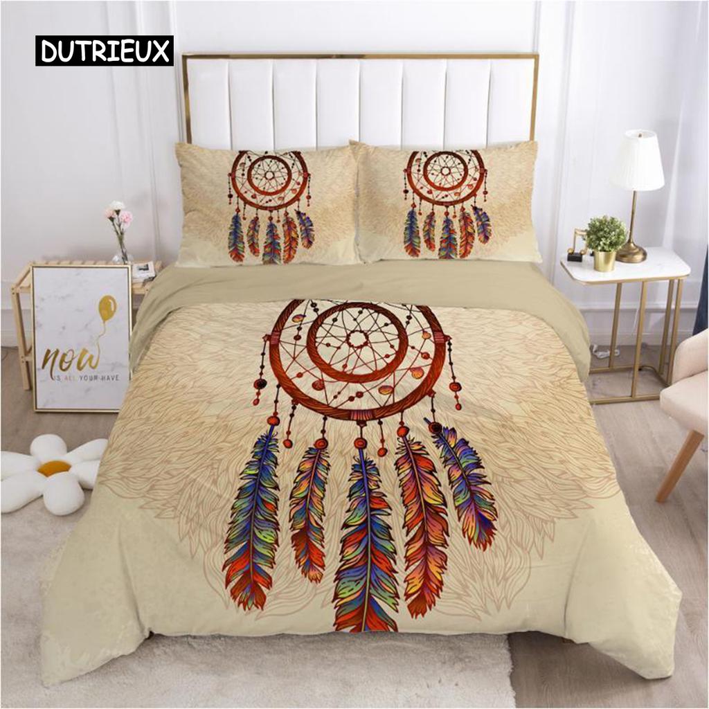 Bohemian Duvet Cover Set Bohemian Hippie Mandala Eyes Pattern Twin Bedding Set for Adults King Size Soft Polyester Quilt Cover
