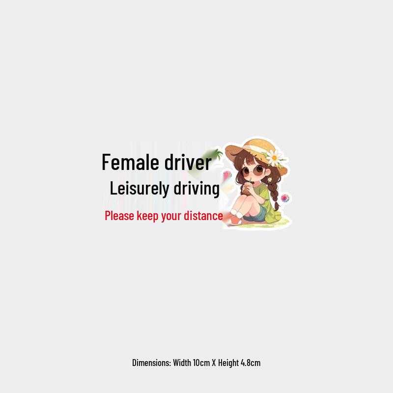 Female Driver Caution: Please Keep Distance – Rear Window Car Sticker