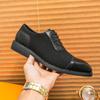 Fashion New Men's Pointed Lace Up Casual Dress Shoes Male Suede Mixed Patchwork Formal Wedding Prom Evening Homecoming Footwear