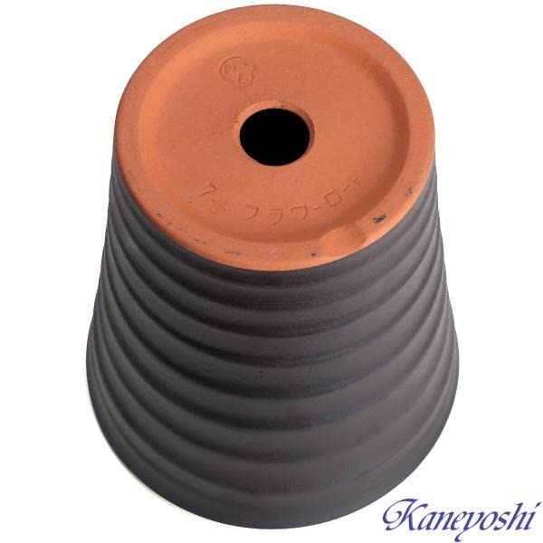 KANEYOSHI Flower Road Braun 7 Blumentopf mit stilvollem Mikawa-Ware-Topf mit Untersetzer Nr. Teller, Loch, Keramik, Biskuit, Braun, Nein. 7,